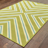 9' X 13' Blue and Green Geometric Stain Resistant Indoor Outdoor Area Rug - Homeroots - Flyclothing LLC