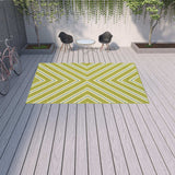 9' X 13' Blue and Green Geometric Stain Resistant Indoor Outdoor Area Rug - Homeroots - Flyclothing LLC