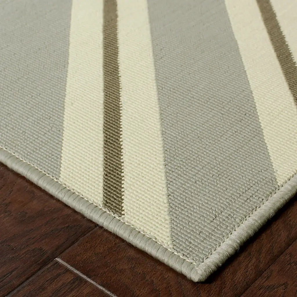 9' X 13' Gray and Ivory Geometric Stain Resistant Indoor Outdoor Area Rug - Homeroots - Flyclothing LLC