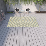 9' X 13' Gray and Ivory Geometric Stain Resistant Indoor Outdoor Area Rug - Homeroots - Flyclothing LLC
