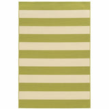 9' X 13' Green and Ivory Geometric Stain Resistant Indoor Outdoor Area Rug - Homeroots - Flyclothing LLC