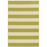 9' X 13' Green and Ivory Geometric Stain Resistant Indoor Outdoor Area Rug - Homeroots - Flyclothing LLC