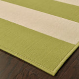 9' X 13' Green and Ivory Geometric Stain Resistant Indoor Outdoor Area Rug - Homeroots - Flyclothing LLC