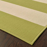 9' X 13' Green and Ivory Geometric Stain Resistant Indoor Outdoor Area Rug - Homeroots - Flyclothing LLC