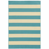 9' X 13' Blue and Ivory Geometric Stain Resistant Indoor Outdoor Area Rug - Homeroots - Flyclothing LLC