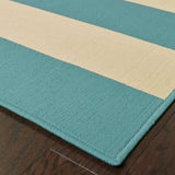9' X 13' Blue and Ivory Geometric Stain Resistant Indoor Outdoor Area Rug - Homeroots - Flyclothing LLC