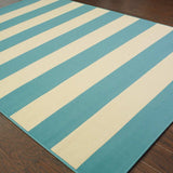 9' X 13' Blue and Ivory Geometric Stain Resistant Indoor Outdoor Area Rug - Homeroots - Flyclothing LLC