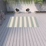 9' X 13' Gray and Ivory Geometric Stain Resistant Indoor Outdoor Area Rug - Homeroots - Flyclothing LLC