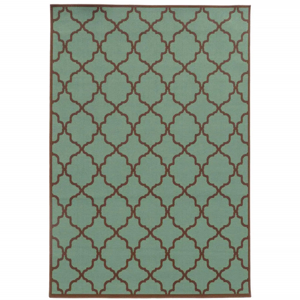 9' X 13' Blue Geometric Stain Resistant Indoor Outdoor Area Rug - Homeroots - Flyclothing LLC