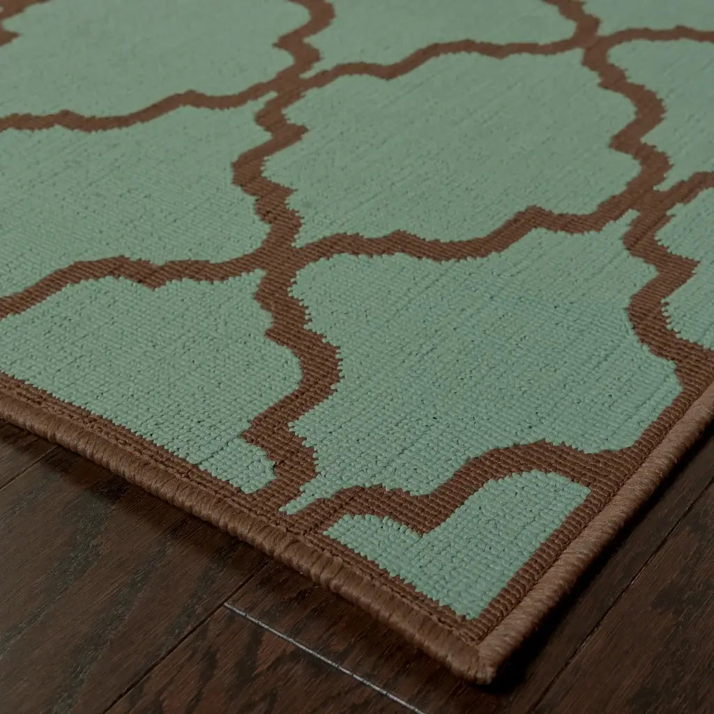 9' X 13' Blue Geometric Stain Resistant Indoor Outdoor Area Rug - Homeroots - Flyclothing LLC