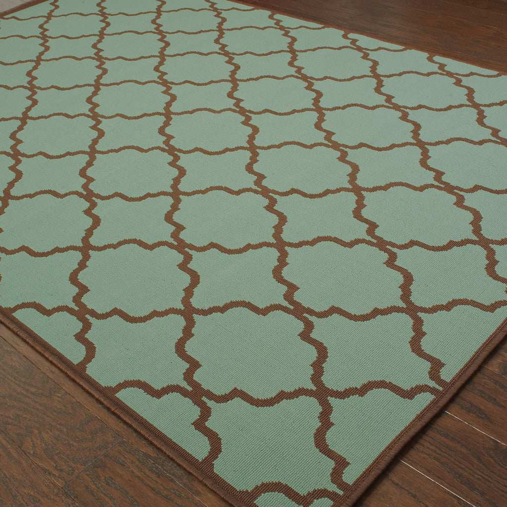 9' X 13' Blue Geometric Stain Resistant Indoor Outdoor Area Rug - Homeroots - Flyclothing LLC