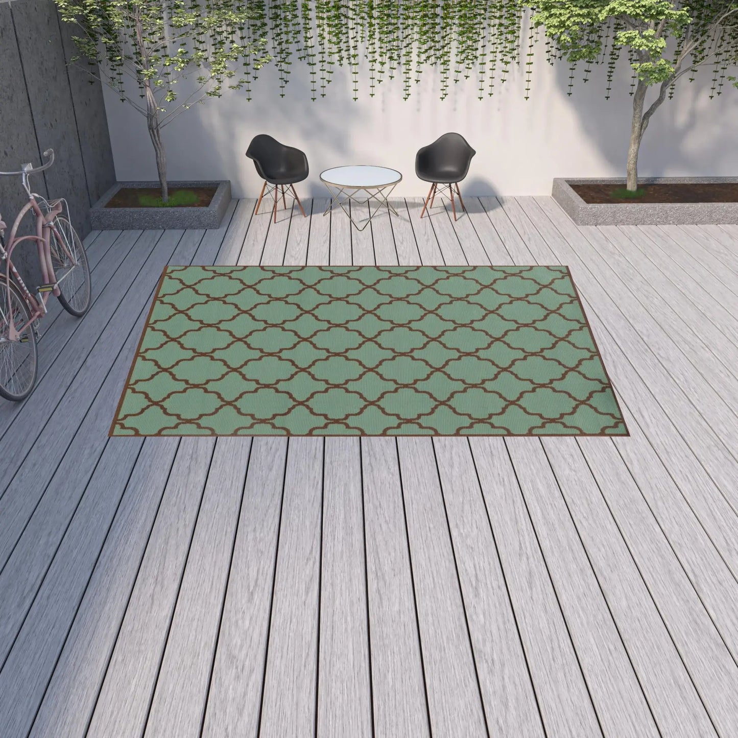 9' X 13' Blue Geometric Stain Resistant Indoor Outdoor Area Rug - Homeroots - Flyclothing LLC