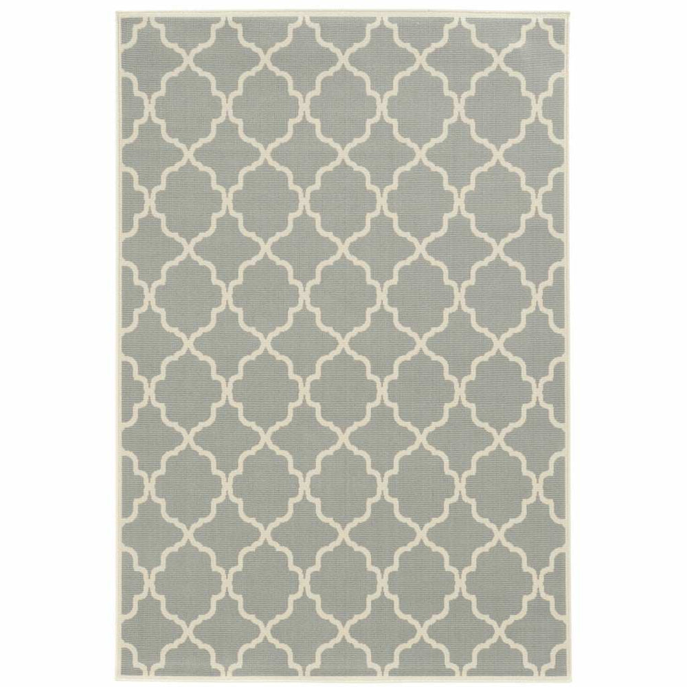 9' X 13' Gray and Ivory Geometric Stain Resistant Indoor Outdoor Area Rug - Homeroots - Flyclothing LLC