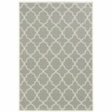 9' X 13' Gray and Ivory Geometric Stain Resistant Indoor Outdoor Area Rug - Homeroots - Flyclothing LLC