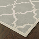 9' X 13' Gray and Ivory Geometric Stain Resistant Indoor Outdoor Area Rug - Homeroots - Flyclothing LLC