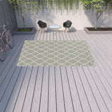 9' X 13' Gray and Ivory Geometric Stain Resistant Indoor Outdoor Area Rug - Homeroots - Flyclothing LLC