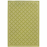 9' X 13' Green and Ivory Geometric Stain Resistant Indoor Outdoor Area Rug - Homeroots - Flyclothing LLC