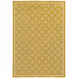 9' X 13' Gold and Ivory Geometric Stain Resistant Indoor Outdoor Area Rug - Homeroots - Flyclothing LLC