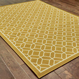 9' X 13' Gold and Ivory Geometric Stain Resistant Indoor Outdoor Area Rug - Homeroots - Flyclothing LLC