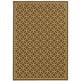 9' X 13' Brown and Ivory Geometric Stain Resistant Indoor Outdoor Area Rug - Homeroots - Flyclothing LLC