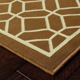 9' X 13' Brown and Ivory Geometric Stain Resistant Indoor Outdoor Area Rug - Homeroots - Flyclothing LLC