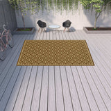 9' X 13' Brown and Ivory Geometric Stain Resistant Indoor Outdoor Area Rug - Homeroots - Flyclothing LLC