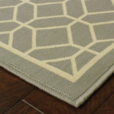 9' X 13' Gray and Ivory Geometric Stain Resistant Indoor Outdoor Area Rug - Homeroots - Flyclothing LLC