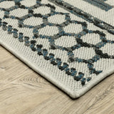 2' X 7' Blue and Beige Geometric Stain Resistant Indoor Outdoor Area Rug - Homeroots - Flyclothing LLC