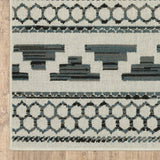 2' X 7' Blue and Beige Geometric Stain Resistant Indoor Outdoor Area Rug - Homeroots - Flyclothing LLC