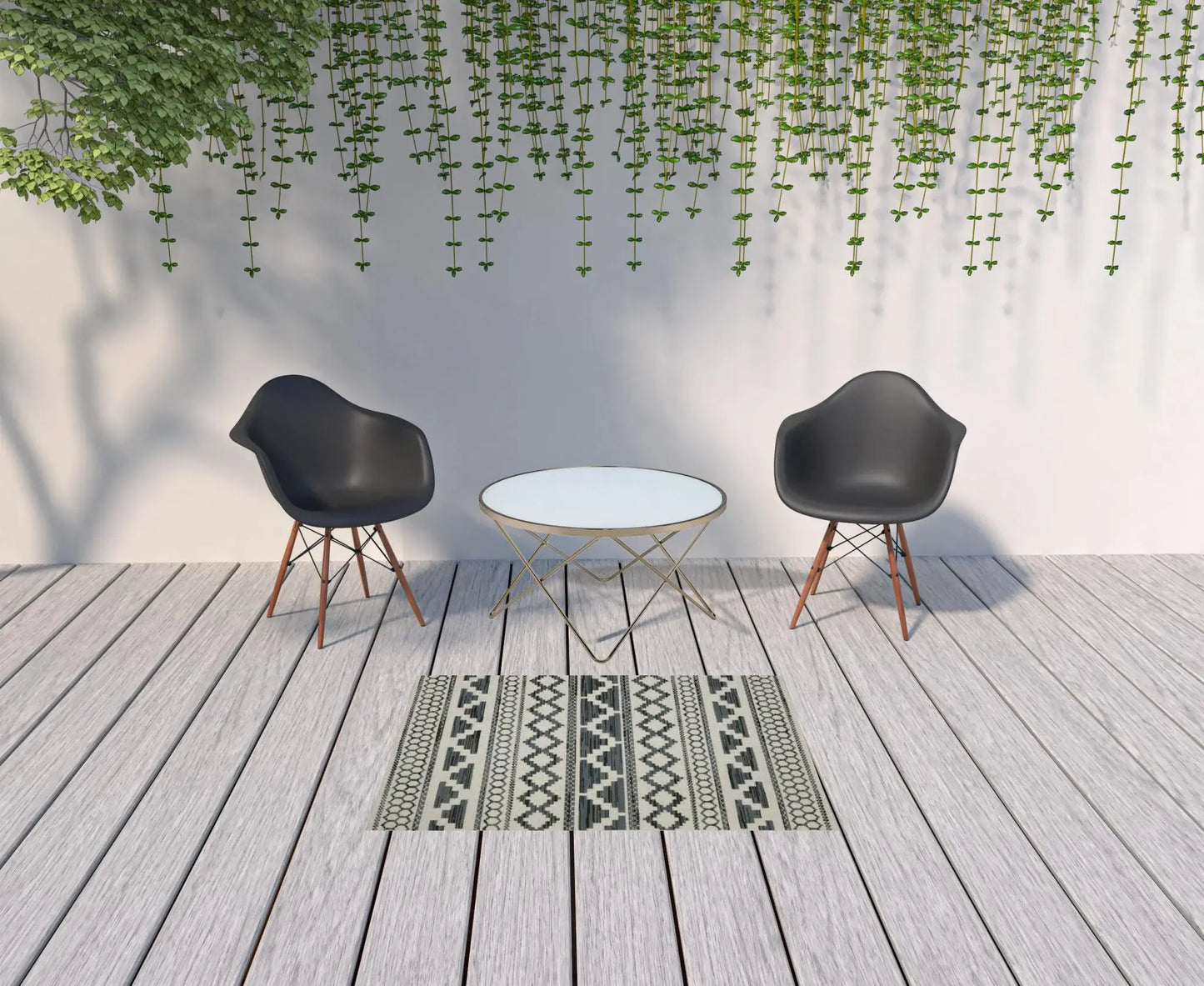 3' X 5' Blue and Beige Geometric Stain Resistant Indoor Outdoor Area Rug - Homeroots - Flyclothing LLC