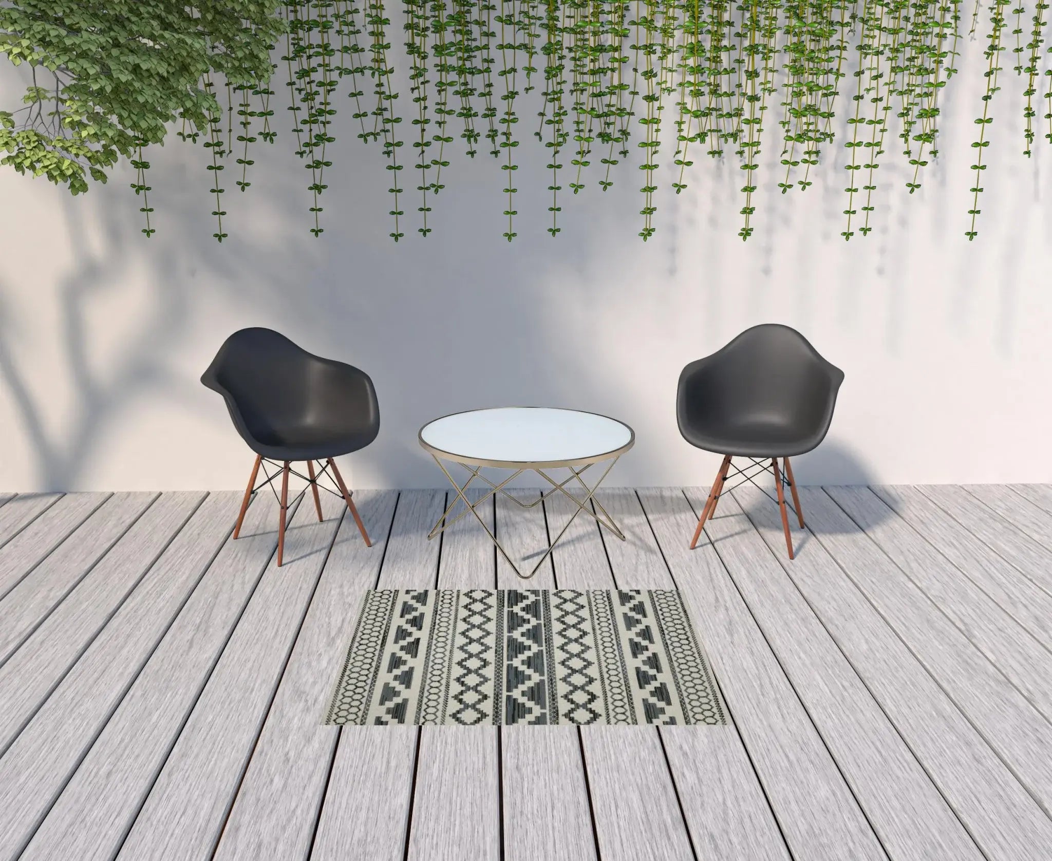3' X 5' Blue and Beige Geometric Stain Resistant Indoor Outdoor Area Rug - Homeroots - Flyclothing LLC