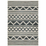 8' X 10' Blue and Beige Geometric Stain Resistant Indoor Outdoor Area Rug - Homeroots - Flyclothing LLC