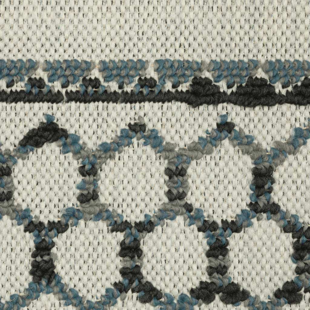 8' X 10' Blue and Beige Geometric Stain Resistant Indoor Outdoor Area Rug - Homeroots - Flyclothing LLC