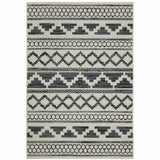 10' X 13' Blue and Beige Geometric Stain Resistant Indoor Outdoor Area Rug - Homeroots - Flyclothing LLC