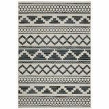 10' X 13' Blue and Beige Geometric Stain Resistant Indoor Outdoor Area Rug - Homeroots - Flyclothing LLC