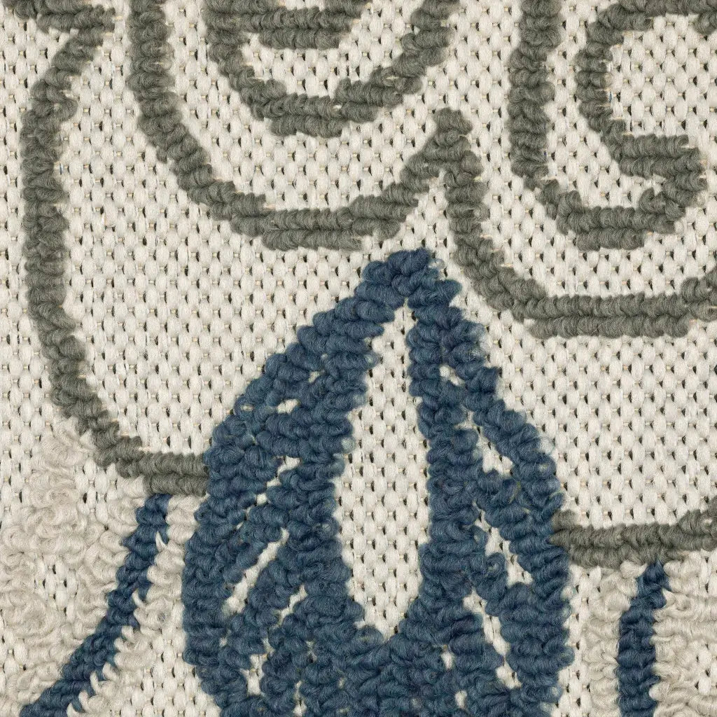 2' X 7' Blue and Beige Geometric Stain Resistant Indoor Outdoor Area Rug - Homeroots - Flyclothing LLC