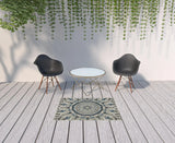 3' X 5' Blue and Beige Geometric Stain Resistant Indoor Outdoor Area Rug - Homeroots - Flyclothing LLC