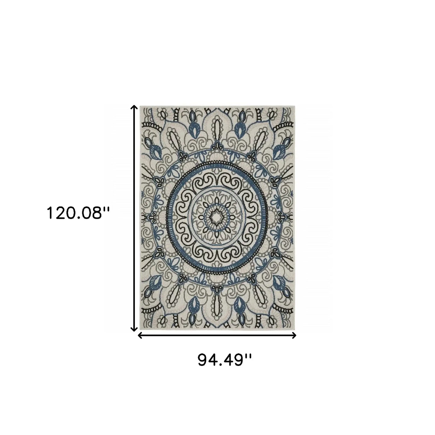 8' X 10' Blue and Beige Geometric Stain Resistant Indoor Outdoor Area Rug - Homeroots - Flyclothing LLC