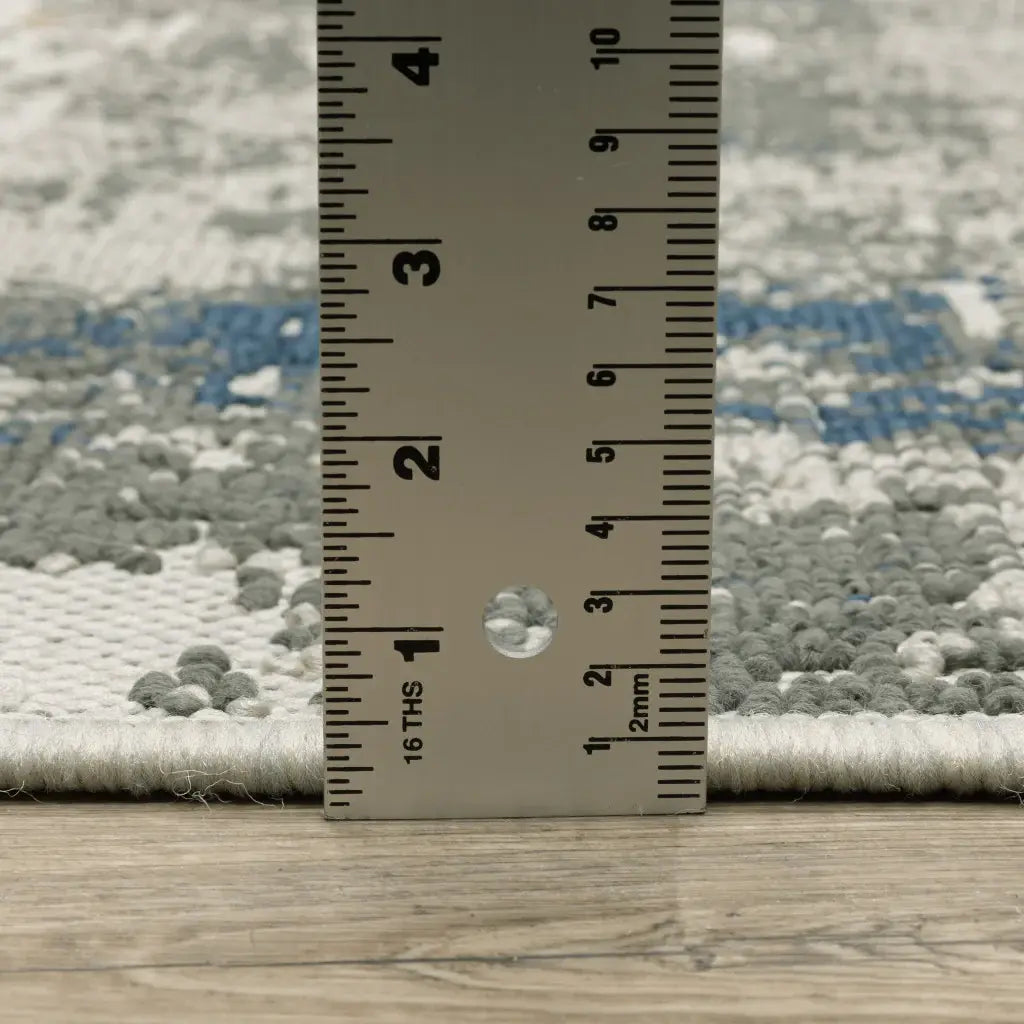 2' X 7' Blue and Beige Abstract Stain Resistant Indoor Outdoor Area Rug - Homeroots - Flyclothing LLC