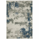 3' X 5' Blue and Beige Abstract Stain Resistant Indoor Outdoor Area Rug - Homeroots - Flyclothing LLC