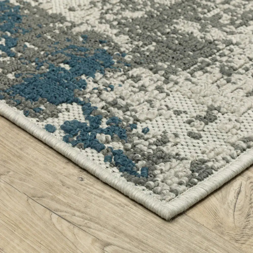 3' X 5' Blue and Beige Abstract Stain Resistant Indoor Outdoor Area Rug - Homeroots - Flyclothing LLC