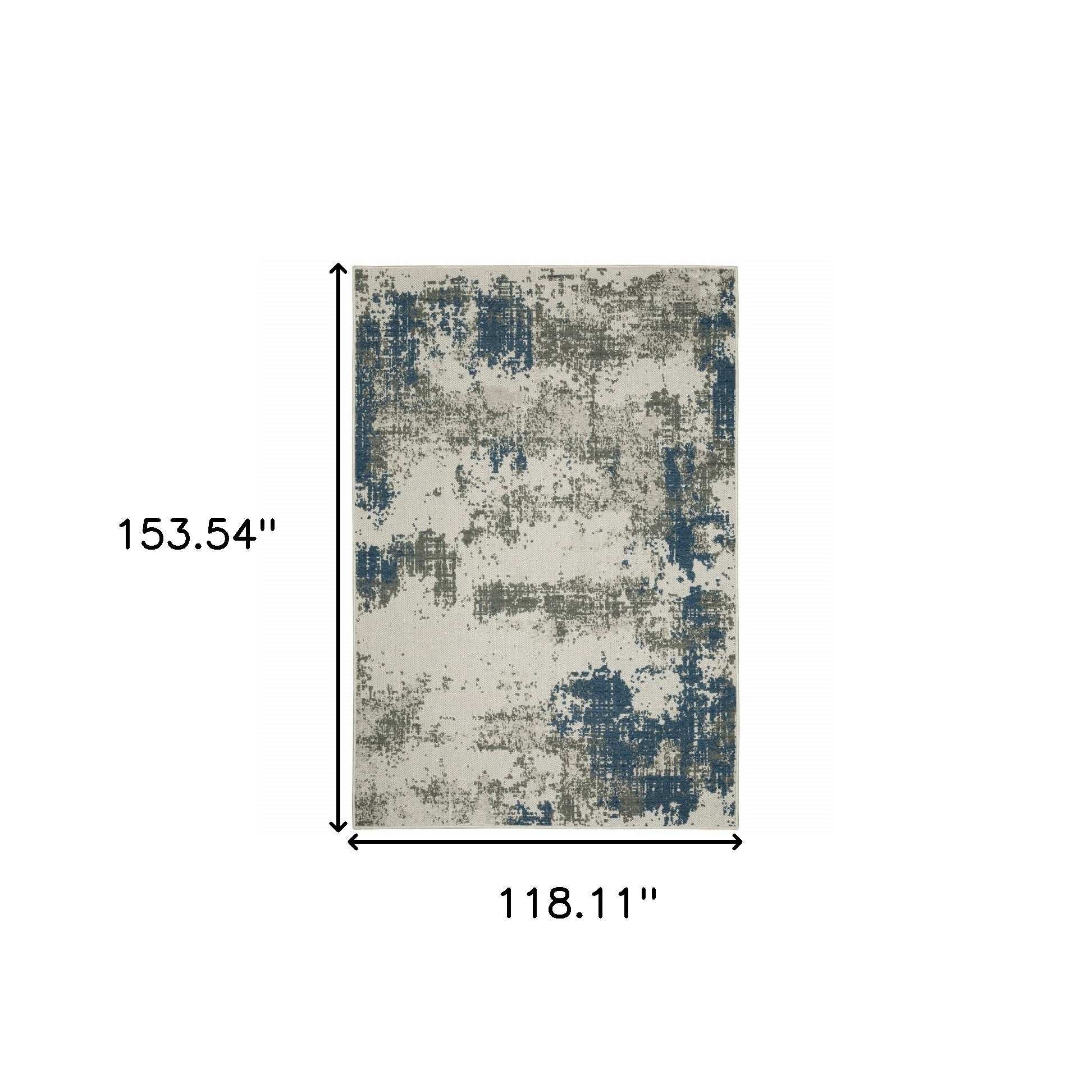 10' X 13' Blue and Beige Abstract Stain Resistant Indoor Outdoor Area Rug - Homeroots - Flyclothing LLC