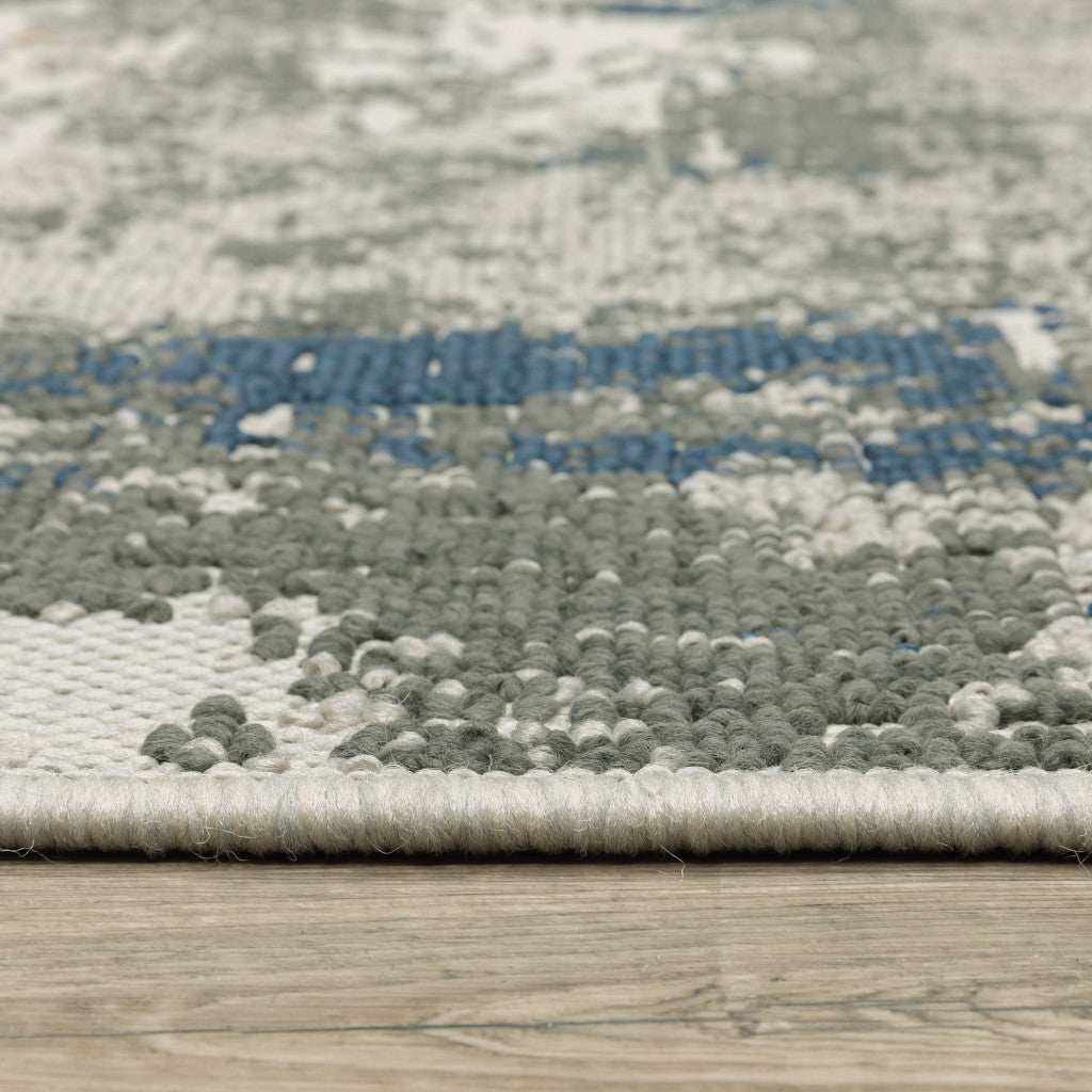 10' X 13' Blue and Beige Abstract Stain Resistant Indoor Outdoor Area Rug - Homeroots - Flyclothing LLC