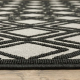 2' X 7' Beige and Black Geometric Stain Resistant Indoor Outdoor Area Rug - Homeroots - Flyclothing LLC