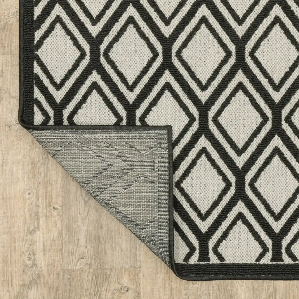 2' X 7' Beige and Black Geometric Stain Resistant Indoor Outdoor Area Rug - Homeroots - Flyclothing LLC