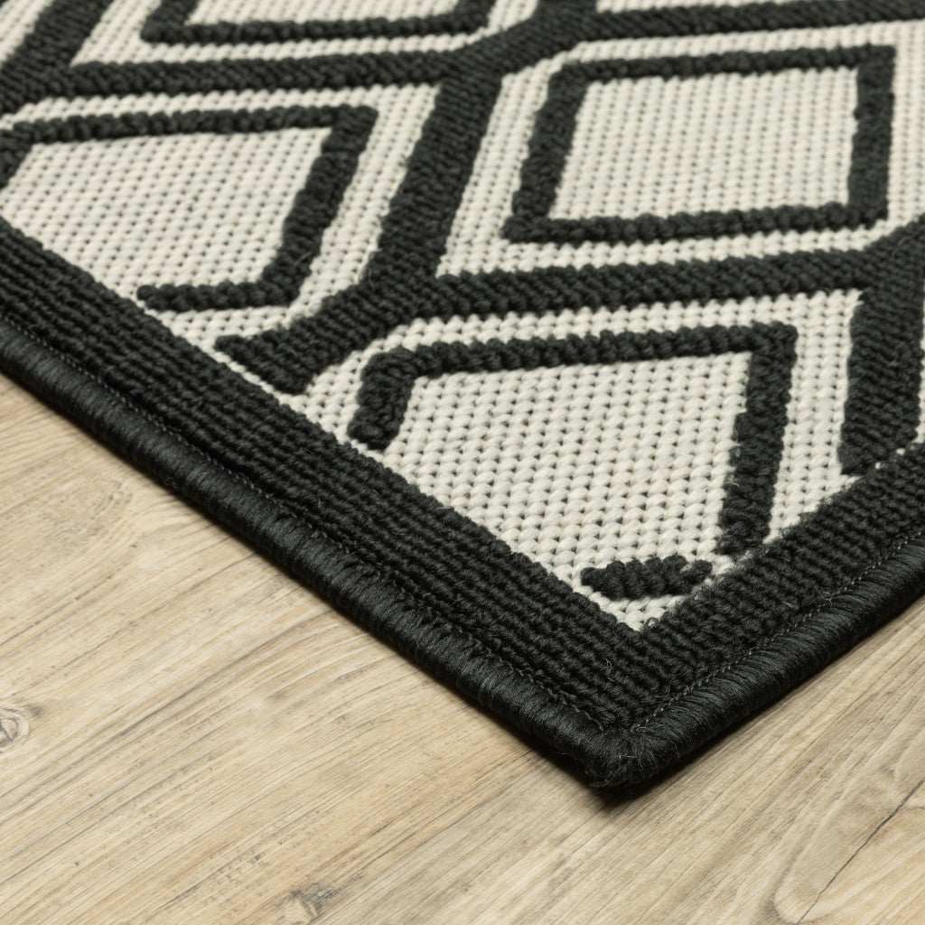 10' X 13' Beige and Black Geometric Stain Resistant Indoor Outdoor Area Rug - Homeroots - Flyclothing LLC