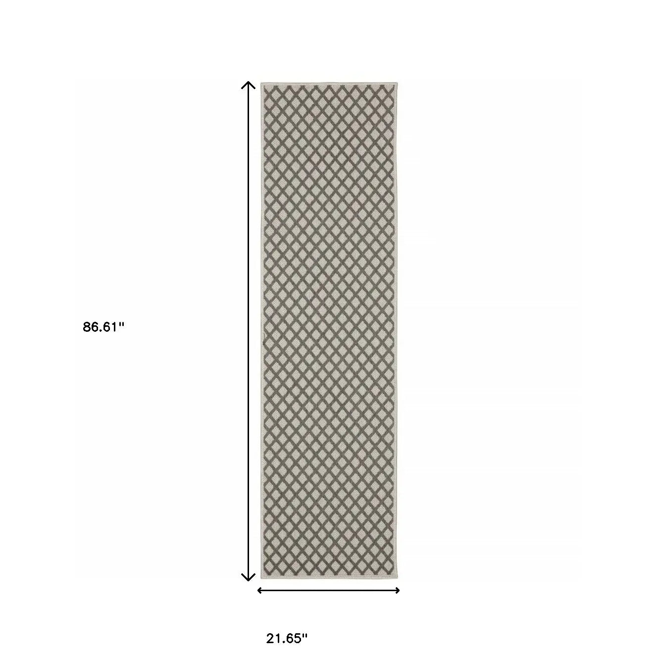 2' X 7' Beige Geometric Stain Resistant Indoor Outdoor Area Rug - Homeroots - Flyclothing LLC