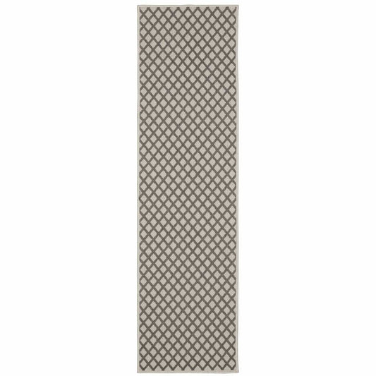2' X 7' Beige Geometric Stain Resistant Indoor Outdoor Area Rug - Homeroots - Flyclothing LLC