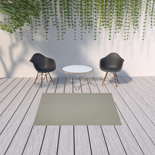 5' X 7' Beige Geometric Stain Resistant Indoor Outdoor Area Rug - Homeroots - Flyclothing LLC