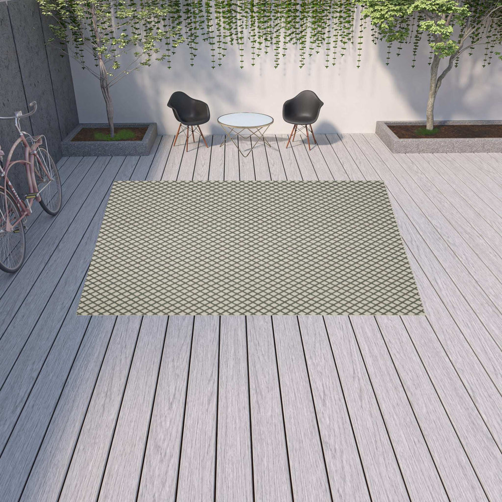 10' X 13' Beige Geometric Stain Resistant Indoor Outdoor Area Rug - Homeroots - Flyclothing LLC